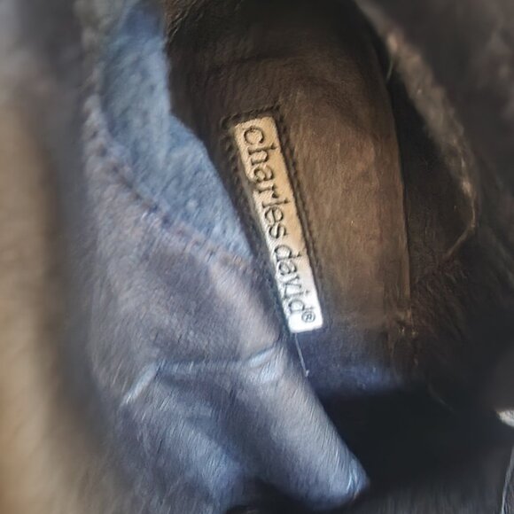 CHARLES DAVID Women's Black Leather Valentino Heeled Boots - Size 7.5 - Picture 14 of 16